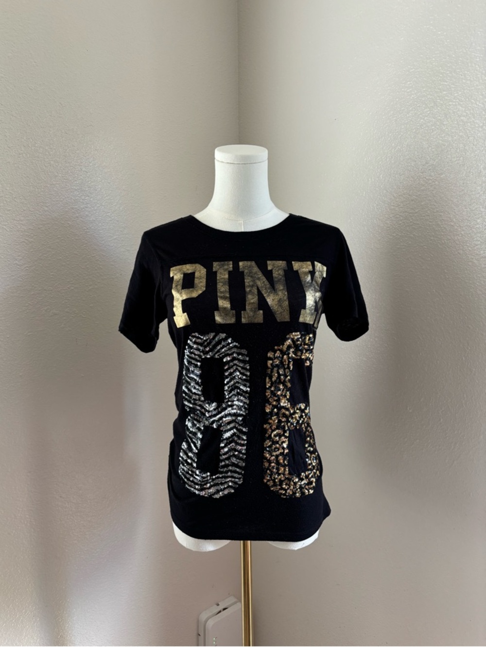 Victoria's Secret PINK Black Sequin T-Shirt